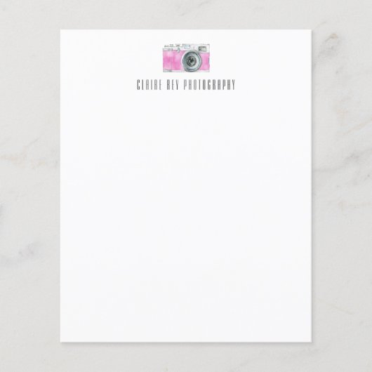 Rosa Retro-Kamera-Fotograf-Logo für die Aquarellfa (Vorderseite)