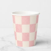 Rosa retro karierte Partybecher Pappbecher (Rückseite)