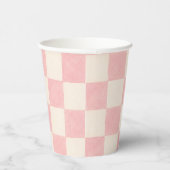Rosa retro karierte Partybecher Pappbecher (Rechts)