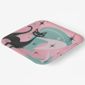 Rosa Retro-Katzen-Papierteller Pappteller (Gewinkelt)