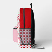 Rosa Retro Kirsche & Schleifen Schachbrett mit Nam Bedruckter Rucksack (Rechts)