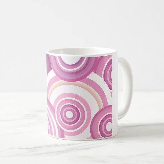 Rosa Retro-Kreis-Muster Kaffeetasse (VorderseiteRechts)