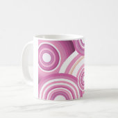 Rosa Retro-Kreis-Muster Kaffeetasse (Vorderseite Links)