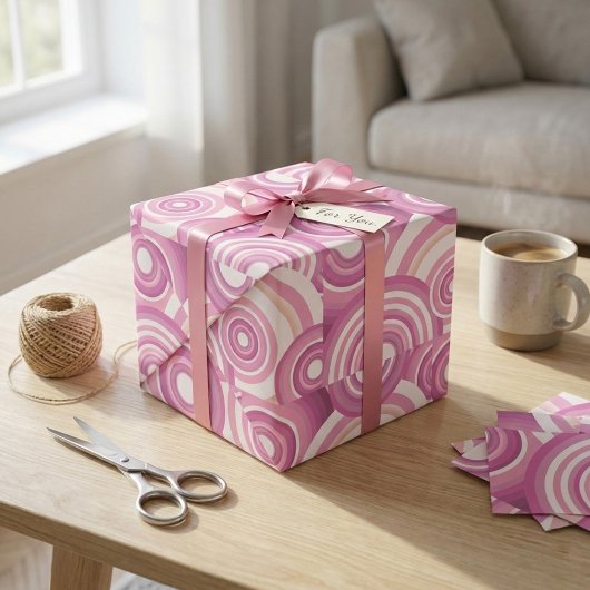 Rosa Retro-Kreismuster Geschenkpapier