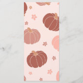Rosa Retro-Kürbis-Boho-Erstgeburtstagsmenü Menükarte (Rückseite)
