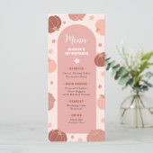 Rosa Retro-Kürbis-Boho-Erstgeburtstagsmenü Menükarte (Stehend Vorderseite)