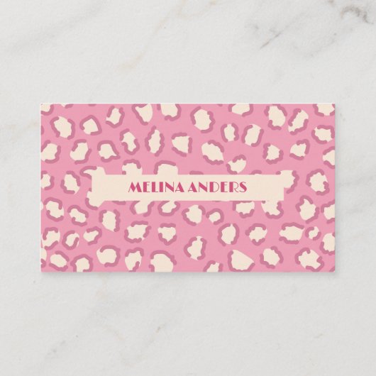 Rosa Retro Leopard Print Visitenkarte (Rückseite)