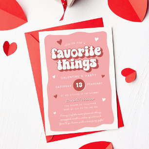 Rosa Retro Lieblings-Dinge Galentine’s Day-Party Einladung