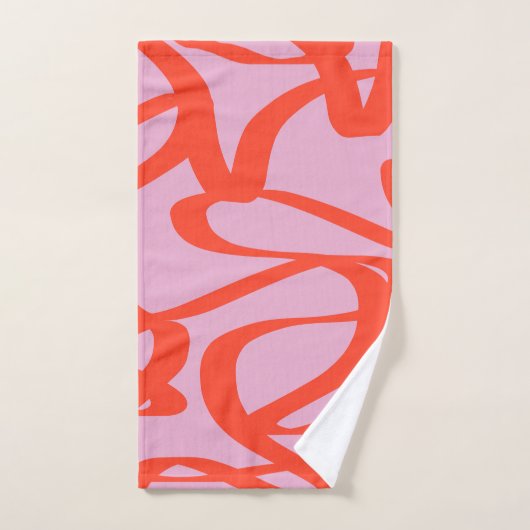 Rosa Retro Linien Moderne Abstrakte Pinselformen Badhandtuch Set (Handtuch)