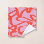 Rosa Retro Linien Moderne Abstrakte Pinselformen Badhandtuch Set (Waschlappen)
