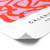 Rosa Retro Linien Moderne Abstrakte Pinselformen Poster (Ecke)