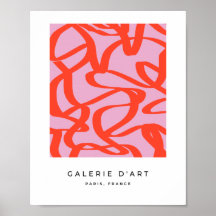 Rosa Retro Linien Moderne Abstrakte Pinselformen