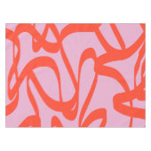 Rosa Retro Linien Moderne Abstrakte Pinselformen Tischdecke (Vorderseite (Horizontal))