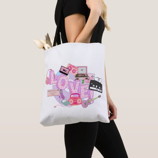Rosa Retro-LOVE-Tasche – 90er Hits & Frühe 2000er Tasche (Von Nahem)