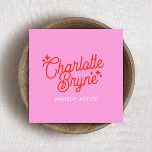 Rosa Retro Makeup Artist Quadratische Visitenkarte