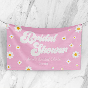 Rosa Retro-Margerite Blumen Hochzeitsdusche Banner