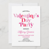 Rosa Retro Minimalistisches Valentinstag Party Einladung (Vorderseite)