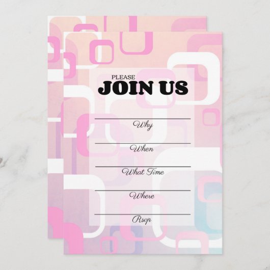 Rosa Retro Mitte des Jahrhunderts Moderne Fülle in Einladung (Vorne/Hinten)