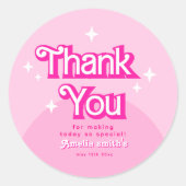 rosa Retro modern trendy Danke Runder Aufkleber (Vorderseite)