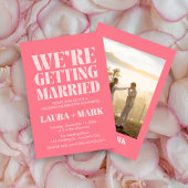 Rosa Retro Moderne Foto Hochzeit Einladung