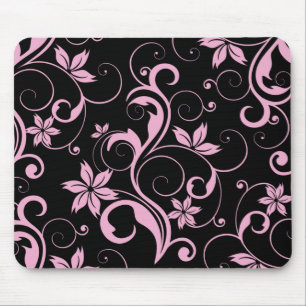 Rosa Retro moderner Blumenmuster eleganter Mauspad