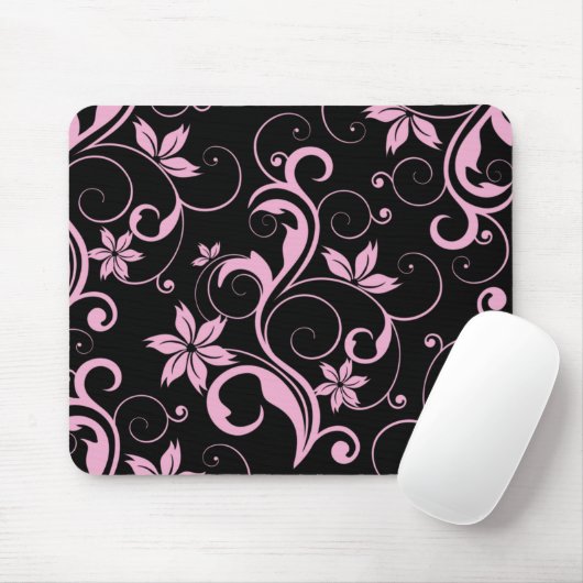 Rosa Retro modernes Blumenmuster elegantes Mousepad (Mit Mouse)