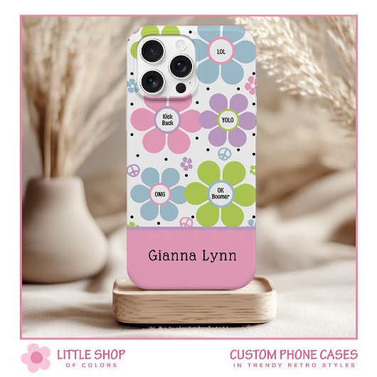 Rosa Retro-Monogramm mit Blumenpower Case-Mate iPhone Hülle