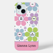 Rosa Retro-Monogramm mit Blumenpower Case-Mate iPhone Hülle (Rückseite)
