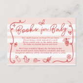 Rosa Retro Niedliche Illustriert Books Kinderdusch Begleitkarte (Vorderseite)