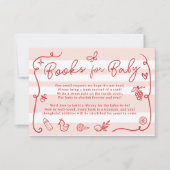 Rosa Retro Niedliche Illustriert Books Kinderdusch Einladung (Vorderseite)