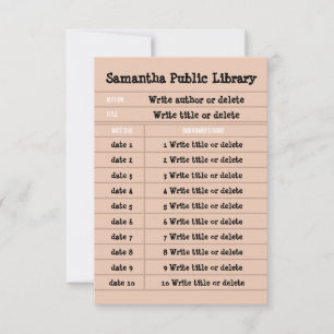 Rosa Retro-Notizbuchreihe Bibliothek Dankeskarte