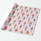 Rosa Retro-Nussknacker-Weihnachten Geschenkpapier (Ungerollt)