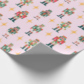 Rosa Retro-Nussknacker-Weihnachten Geschenkpapier (Ecke)
