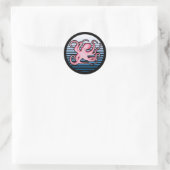 Rosa Retro Octopus Runder Aufkleber (Tasche)