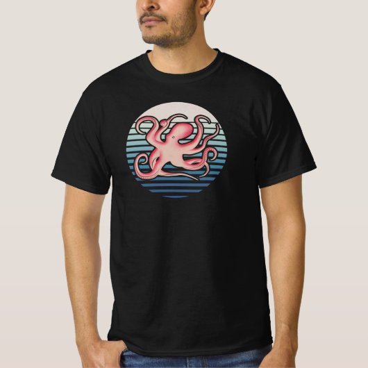 Rosa Retro Octopus T - Shirt (Vorderseite)