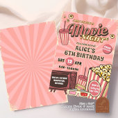 Rosa Retro Outdoor Movie Night Birthday Girl Einladung