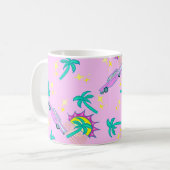 rosa retro Palmen und Auto Kaffeetasse (Vorderseite Links)