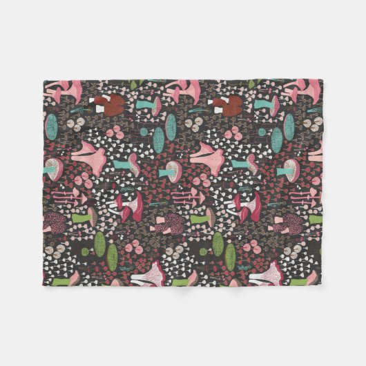 Rosa Retro-Pilz Fleecedecke (Vorderseite (Horizontal))