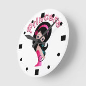 Rosa Retro Prinzessin Wanduhr (Winkel)