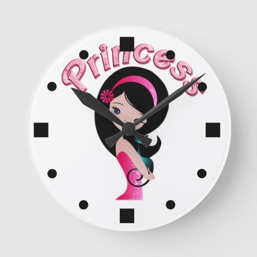 Rosa Retro Prinzessin Wanduhr (Vorderseite)