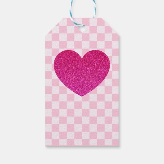 Rosa Retro Puppe Geburtstag Geschenkanhänger (Rückseite)