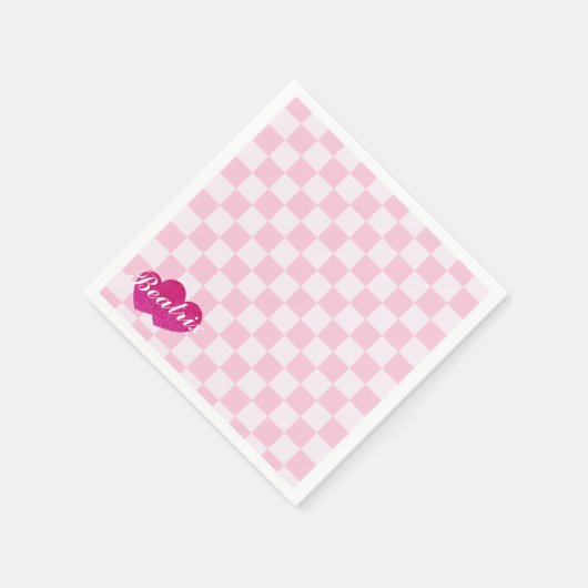 Rosa Retro Puppe Geburtstag Serviette (Ecke)