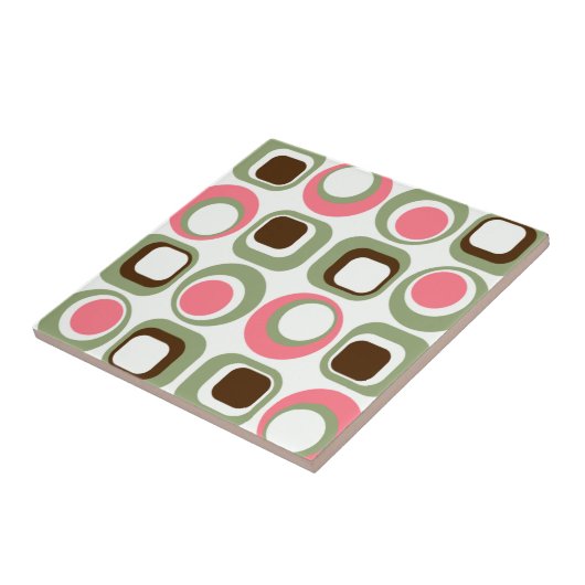 Rosa Retro Quadrate u. Kreise Fliese (Seite)