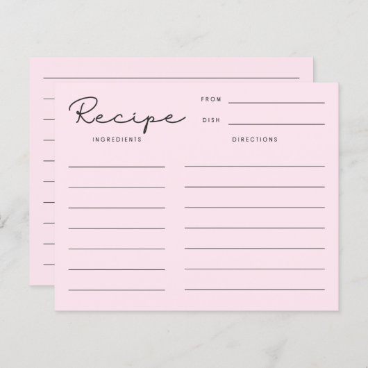 Rosa Retro-Rezept-Karte (Vorne/Hinten)