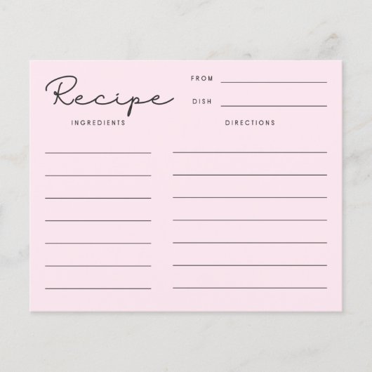 Rosa Retro-Rezept-Karte (Vorderseite)