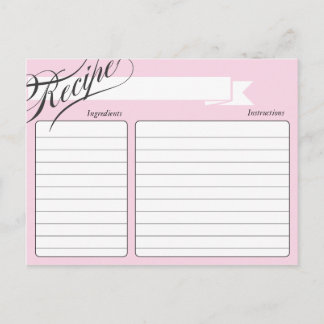 Rosa Retro-Rezept-Karte Postkarte