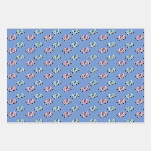 Rosa Retro Roller Skate Geschenkpapier Set (Vorderseite 3)