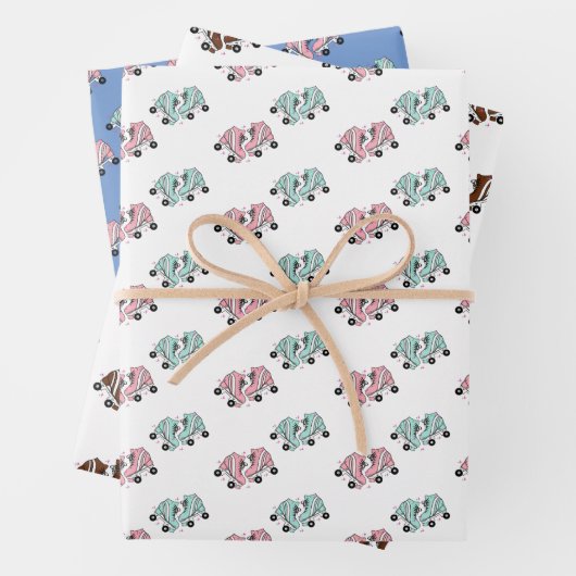 Rosa Retro Roller Skate Geschenkpapier Set (Beispiel)