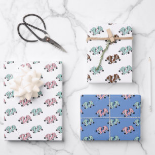 Rosa Retro Roller Skate Geschenkpapier Set