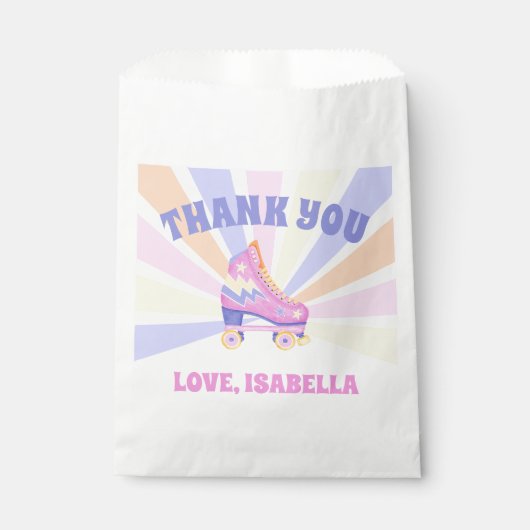 Rosa Retro Roller Skate Geschenktütchen (Vorderseite)